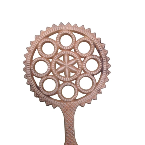 Antique Cast Iron Trivet Sawtooth Sun Circles Round Hot Plate / Wall Hanging - Picture 9 of 11